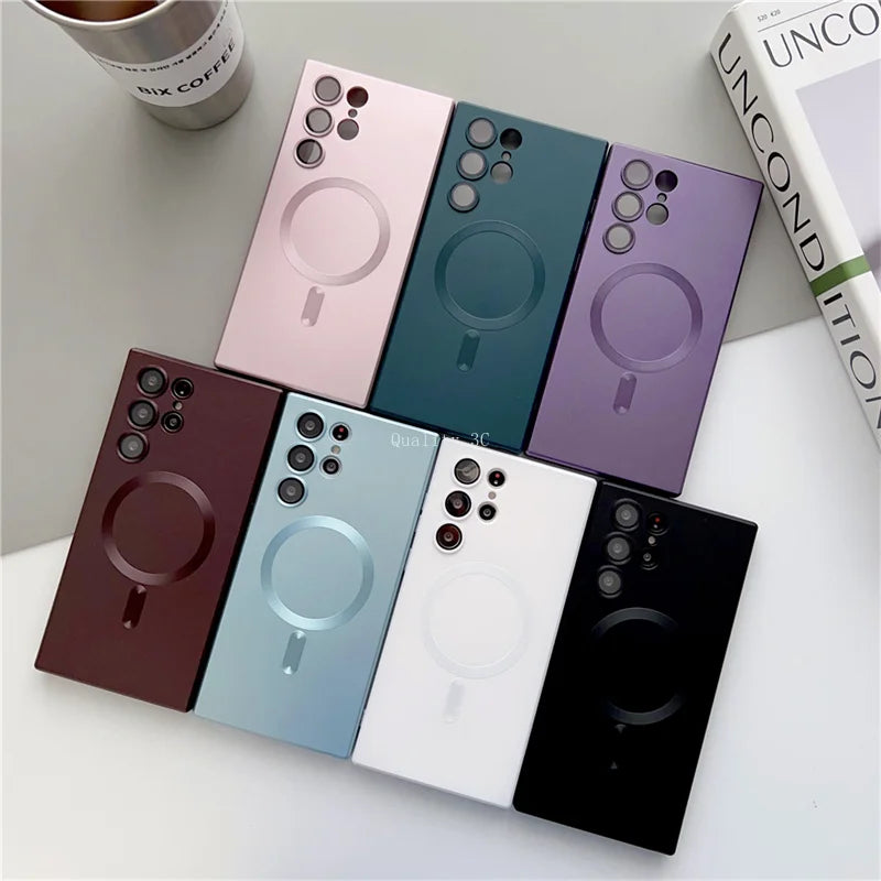 Silicone For Magsafe Magnetic Phone Case For Samsung S20 S21 FE S22 S23 Ultra Note 20 10 Plus Shockproof Camera protection Cove