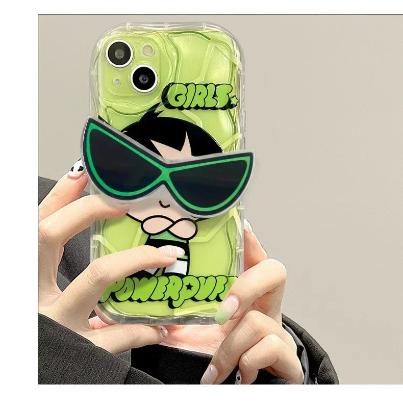 Powerpuff Girls Glasses Support Clear Case for iPhone 15 14 11 Pro Max 13 12 Mini XR XS X 8 7 6 6S Plus SE Silicone Cover