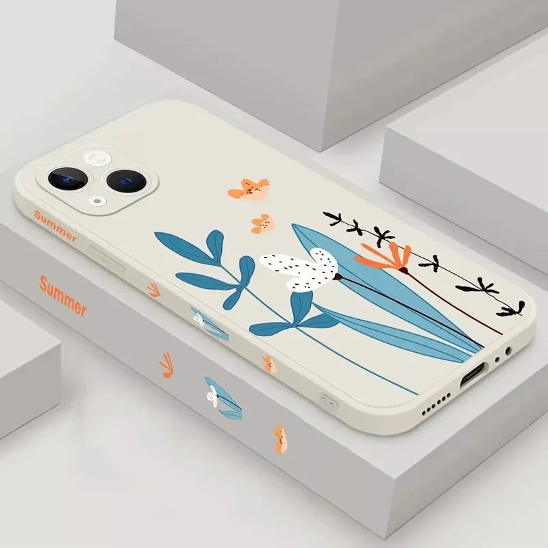 Butterfly Flower Phone Case For iPhone 15 14 Pro Max 13, 13 Mini Shockproof Matte Soft Tpu Silicone Cover