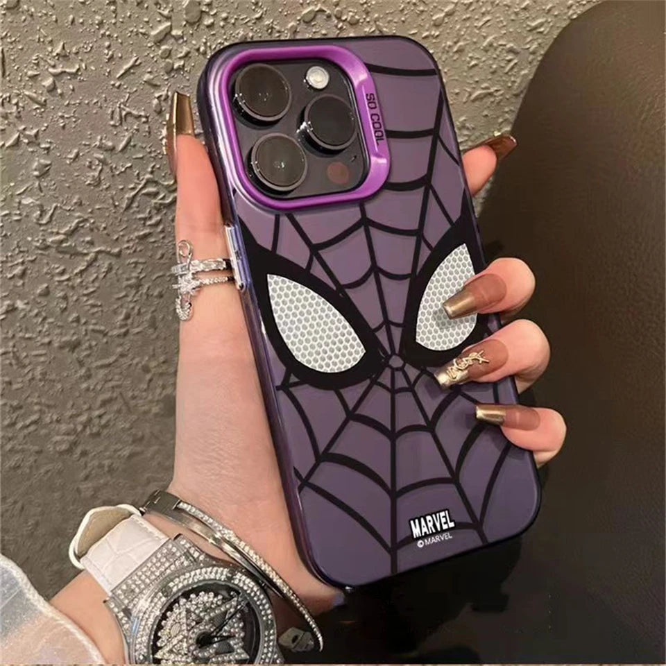 Marvel Spider Man Plain Multistep TPU Soft Phone Case For iPhone 15 14 13 12 11 Pro Max XR Plus Soft Silicone Etui Cover